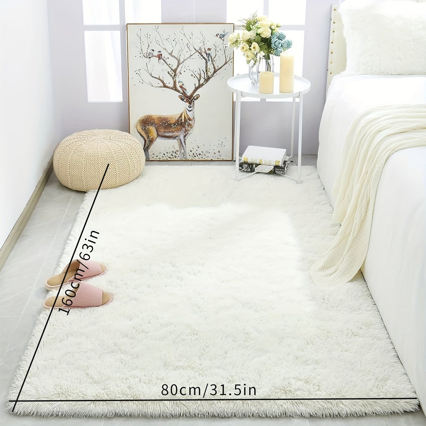 Luxurious Thick Shag Area Rug, Contemporary Rectangle Plush Fuzzy Carpet, Easily Washable, Non-Shedding Non-Slip Soft Furry Rug for Living Room Bedroom, Home Décor, and Room Enhancement.