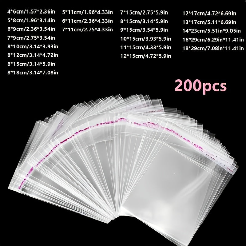 Self-adhesive transparent cellophane bag for sealed jewelry or sweets gift.