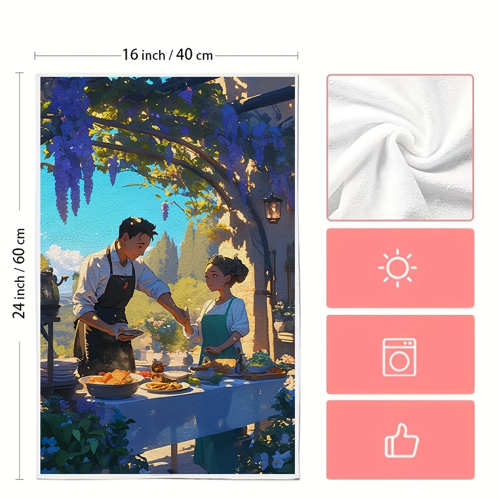 Set of 2 Ultra Soft Kitchen Towels, includes a pair of tickets to a local culinary event. Highly Absorbent Dish Hand Towels perfect for Holiday Decor. Machine Washable and measuring 16x24 inches. Item number 2KYSMF1214032