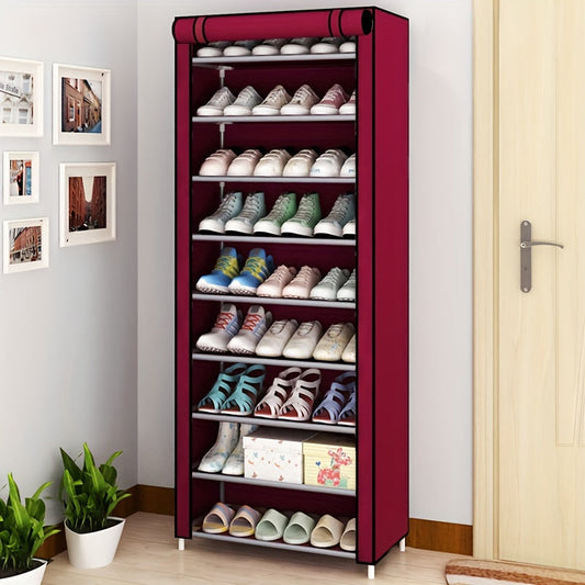 10-Tier Shoe Rack with Dustproof Cover - Space-Saving Design, High Storage Capacity, Perfect for Home, Dorms & Rental Properties, Multi-Layer Shoe Organizer