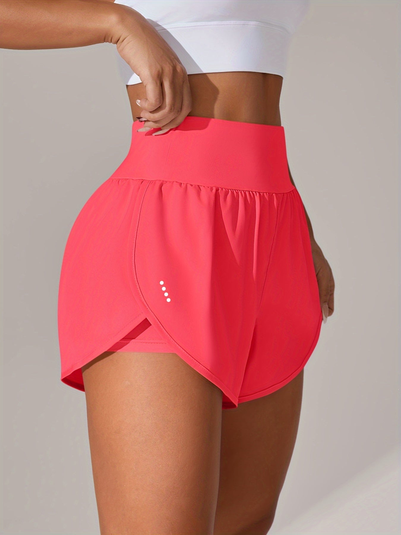 Women's Light Blue Yoga Shorts with Ruffle Detail, High-Waisted, Loose-fit, Stretchy Polyester Blend, Machine Washable, Ideal for Spring/Summer/Fall.