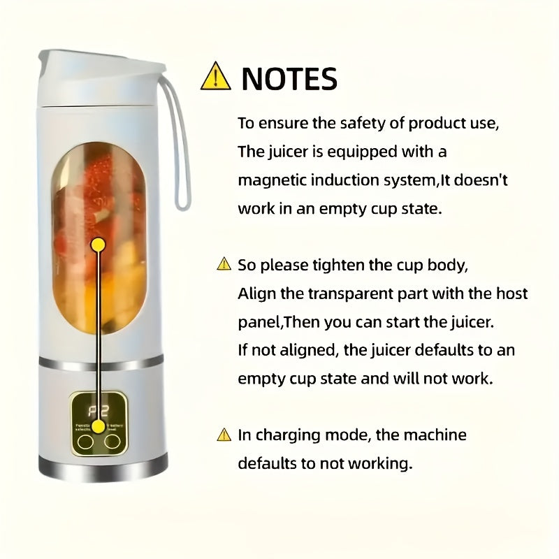 Portable Mini Blender and Juicer - Rechargeable via USB with Lithium Battery, 3-Speed Settings and Digital Display, Stainless Steel Blades for Smoothies, Shakes, Fresh Juice - Perfect for Camping, Travel, or as a Gift - Holds up to 33.81 oz, Made of