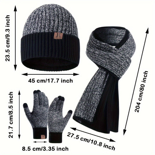 Knit Beanie, Scarf & Gloves Set (3 pieces), Cozy Winter Accessories, Perfect Gifts for the Winter Season