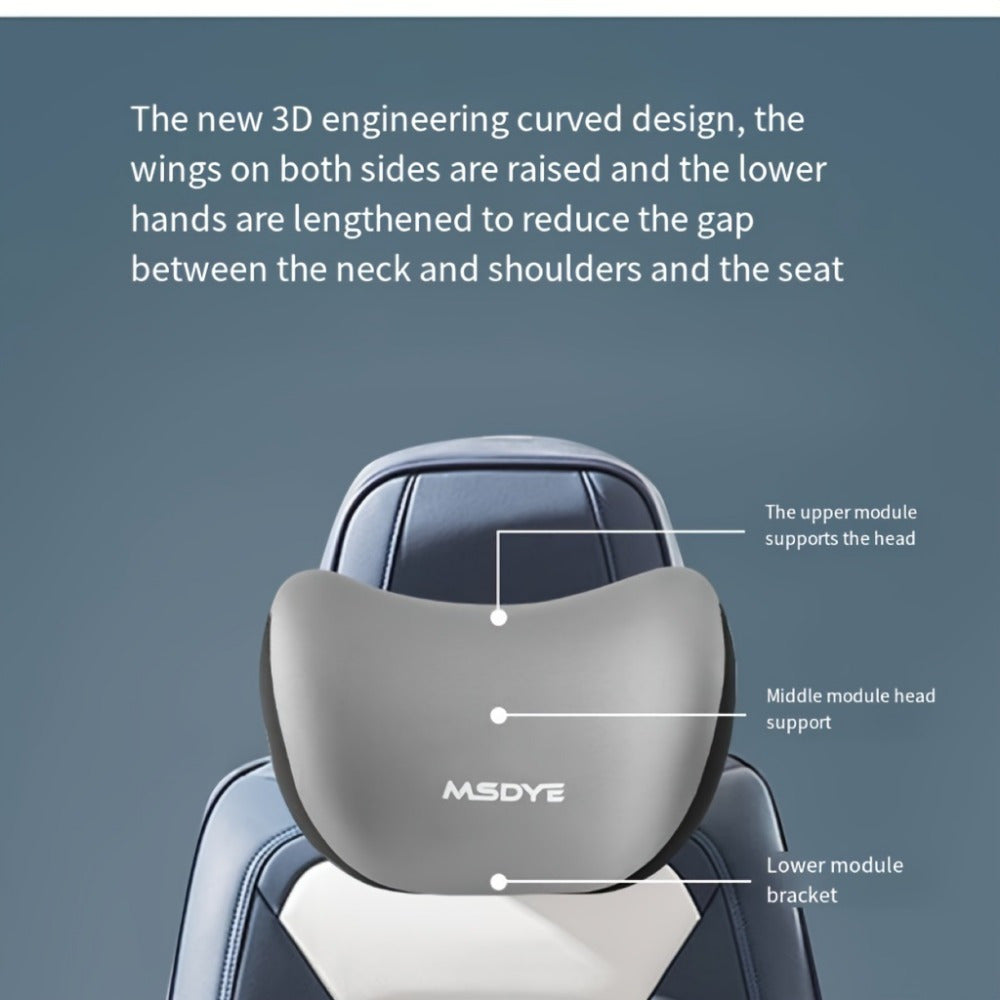 ComfortPlus car seat cushion set with breathable polyester fabric, memory foam filling, headrest, and lumbar support for enhanced comfort.