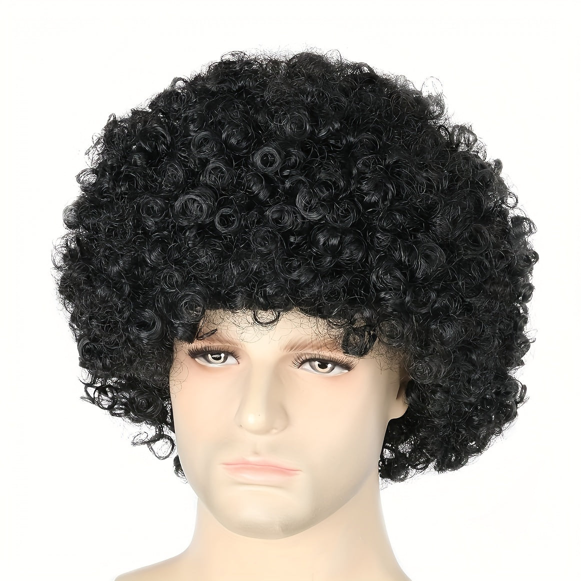 Hippie Disco Fluffy Afro Wig from the 70s and 80s, Available in Two Colors for Men's Halloween, Christmas, or Cosplay Photoshoot.