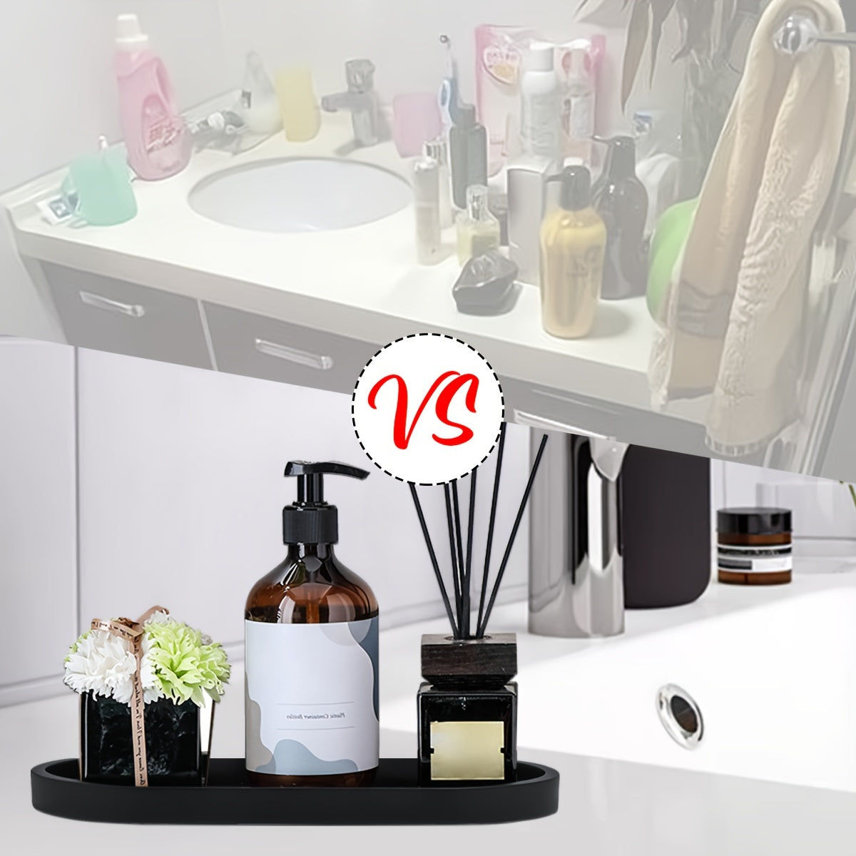 Silicone storage tray for bathroom essentials and cosmetics.