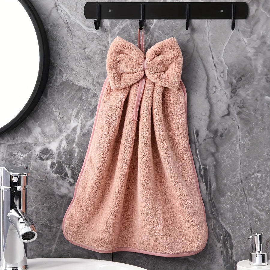 3-piece kitchen towel set with bowknot skirt pattern. Absorbent and quick-drying for household cleaning. Ideal kitchen essentials.