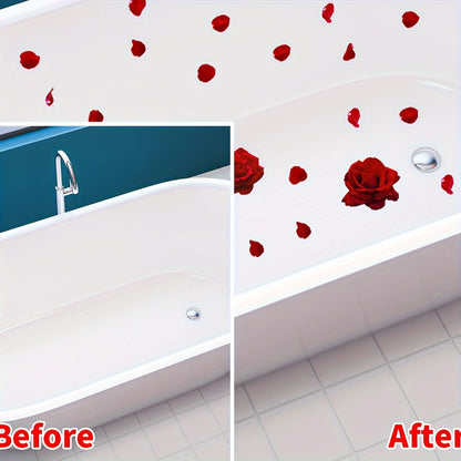 6pcs Rose Petal Pattern Bathtub Appliques for Valentine's Day Home Decor.