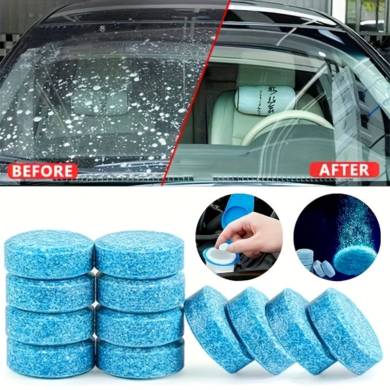 Windshield cleaner tablets- Instantly clear foggy and dirty glass for all vehicles.