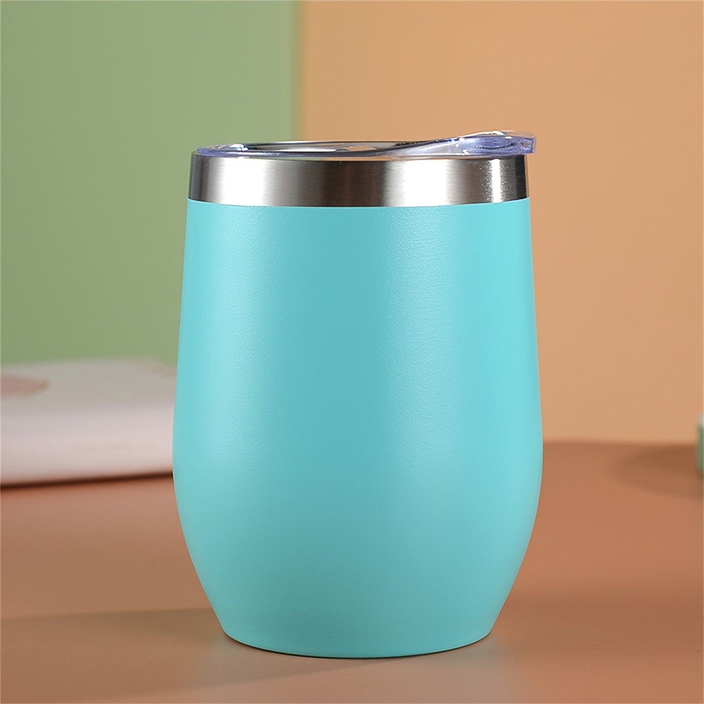 12oz Stainless Steel Coffee Mug with Push Lid, Double Wall Vacuum Insulated, Ideal for Hot & Cold Drinks - Powder Coated, Sweat Proof, Recyclable for Wine, Cocktails, Coffee