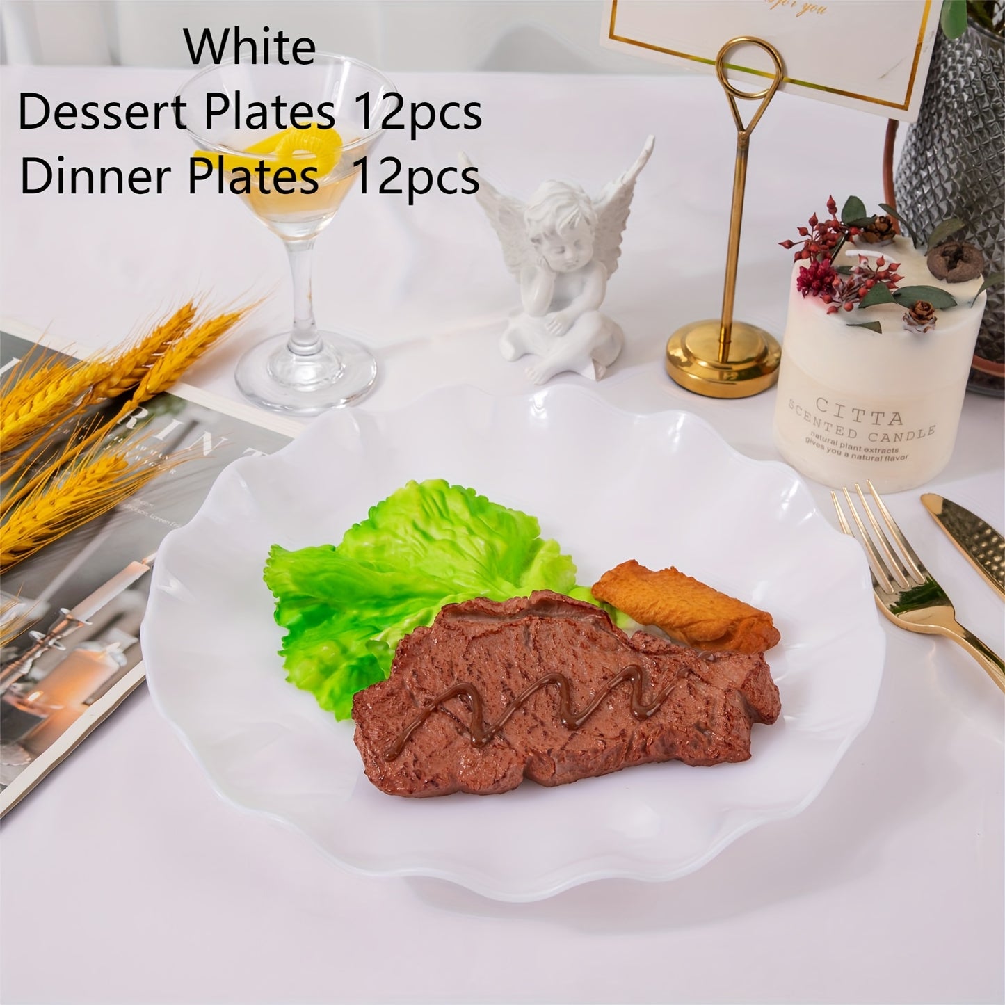 Reusable pink plastic plates, set of 24, durable, microwave and dishwasher safe for parties and weddings.