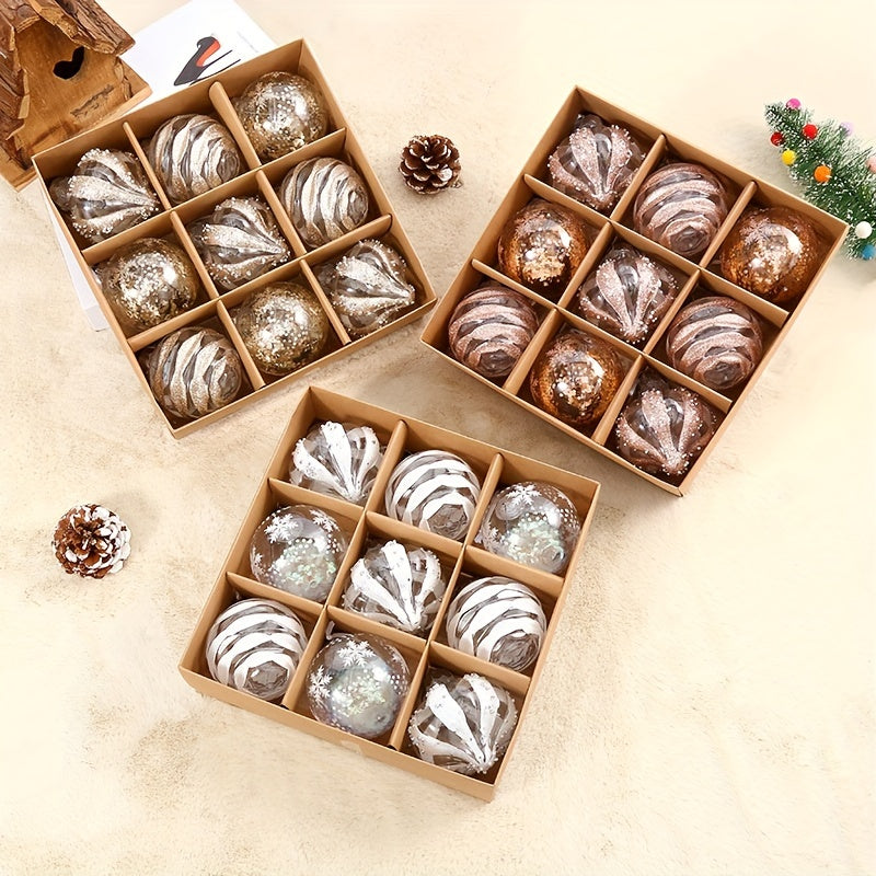 1 box of 9 8cm Christmas balls for wholesale holiday decorations and gifts. Ideal for venue layout, Valentine's Day, Christmas, and holiday parties.