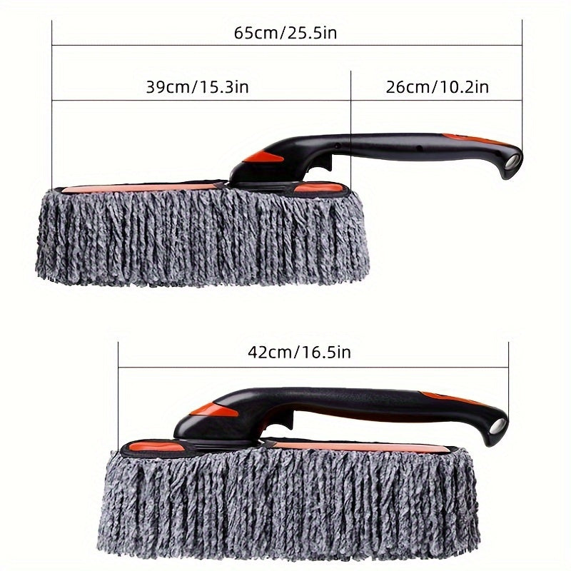 Extendable handle car duster for gentle car and home dusting.