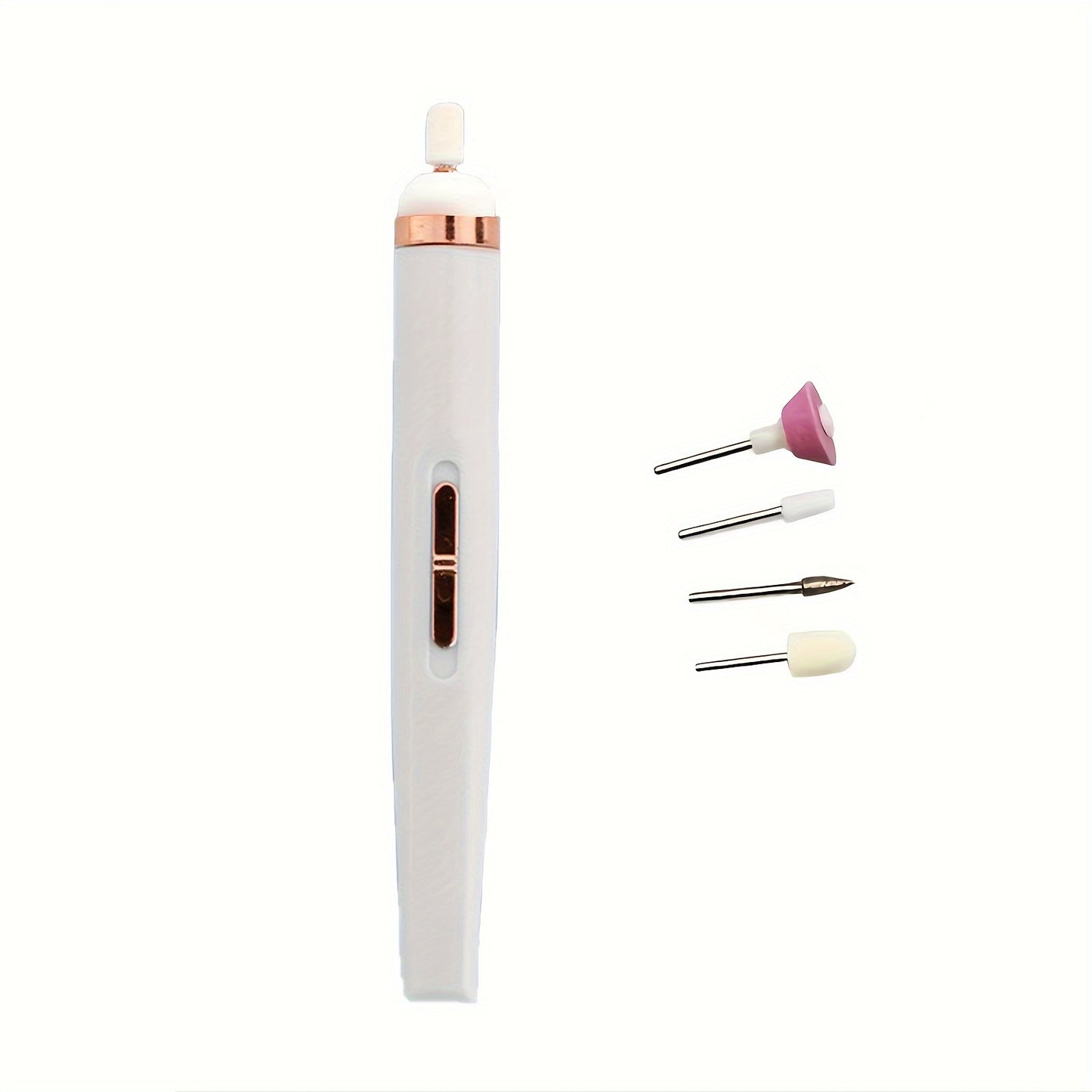 Portable electric nail file with drill bits for home and salon use, create professional nail art at home with multiple replacement heads.