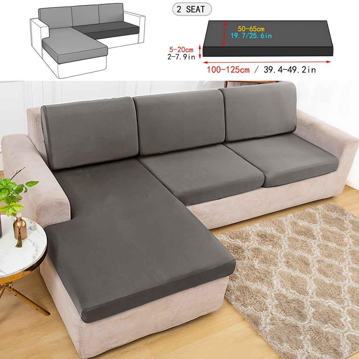 Durable sofa cover in solid color, suitable for pets, dustproof, and machine washable for living room, bedroom, and dining area.