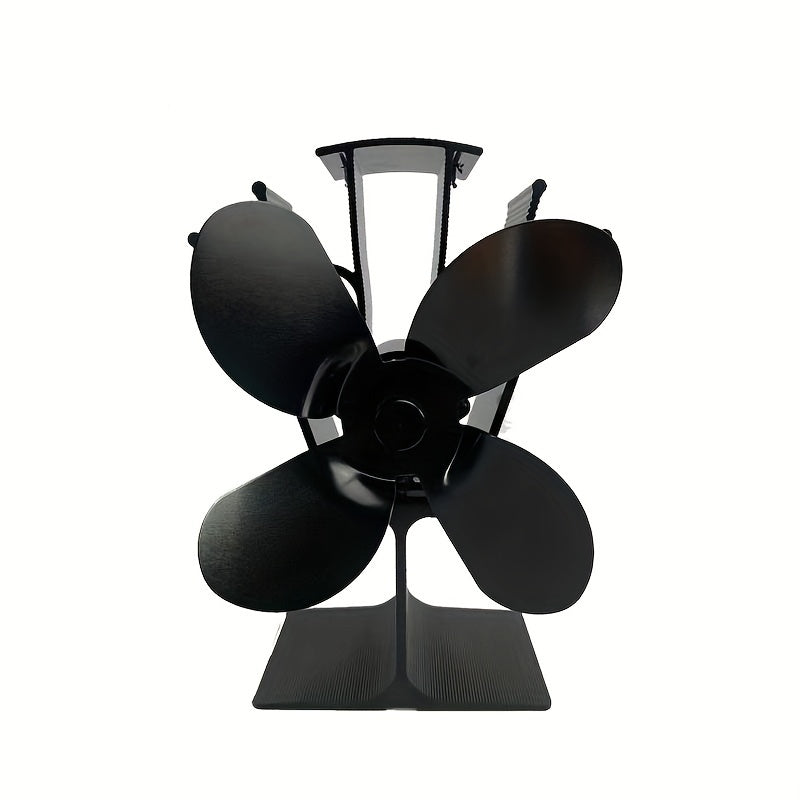 Aluminum Stove Fan with 4 Blades - Perfect for Wood, Pellet, and Log Burners! This portable fan helps distribute heat and purify air, making it great for both indoor and outdoor use in your home.