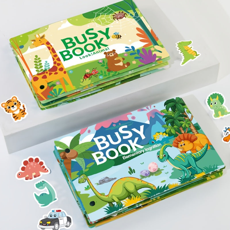 Interactive busy book for youngsters to develop cognitive, logic, and fine motor skills through DIY tear and paste activities, serving as an educational quiet toy for early learning and