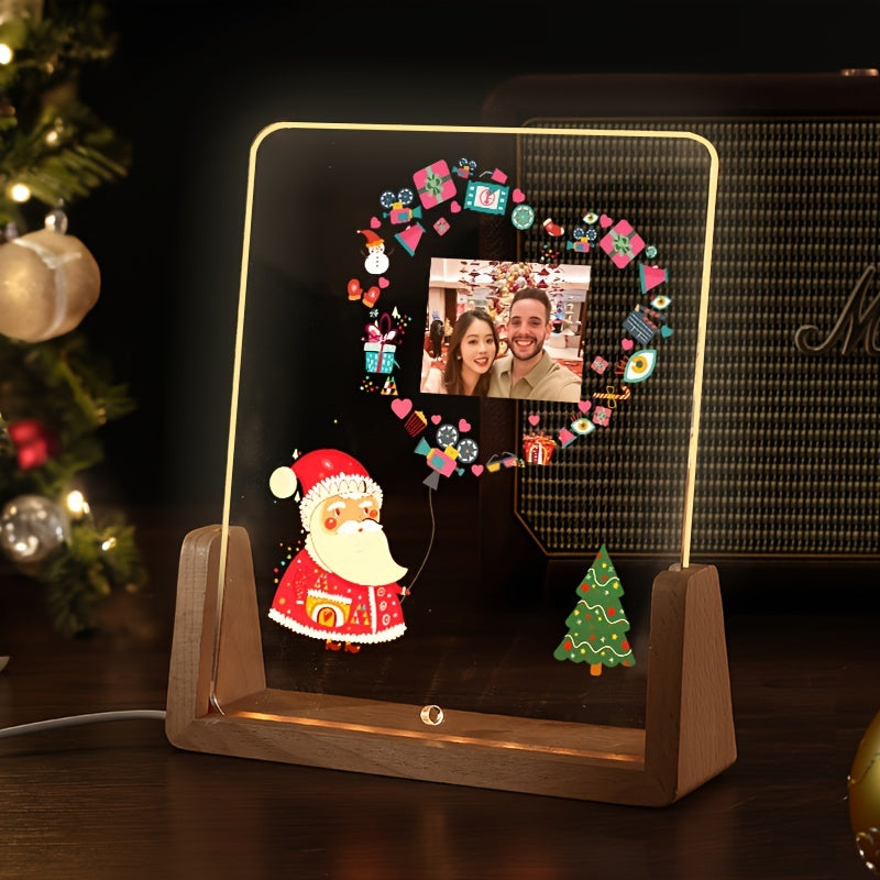 LED Lighted Custom Acrylic Photo Frame - Ideal for Gifting on Special Occasions | Transparent Display Stand for Loved Ones | Heart-Shaped Picture Holder for DIY Projects | Perfect for Home Decor and Keepsakes for Youth