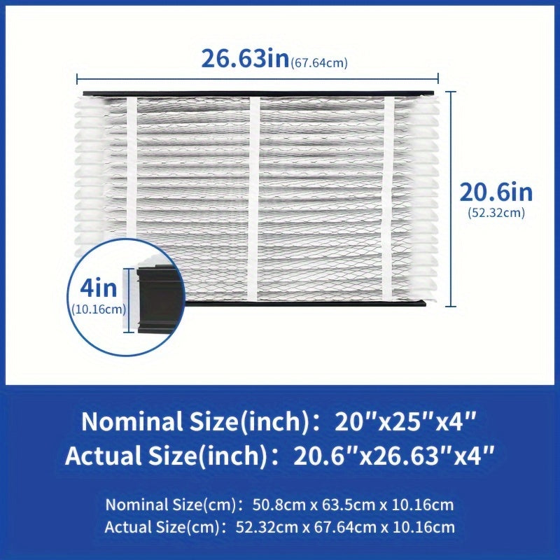 Two pieces of Airyours 213 Replacement Filters designed for AprilAire Whole House Air Purifiers. These MERV 13 filters are designed to provide clean air and capture dust particles. Each filter measures 20x25x4 inches. This pack includes two filters.