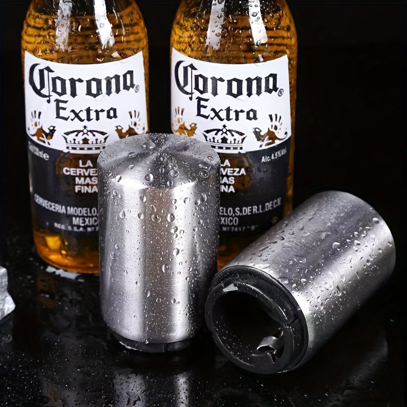 1pc Stainless Steel Automatic Beer Bottle Opener, Push-Down Bar Accessory for Home and Hotel