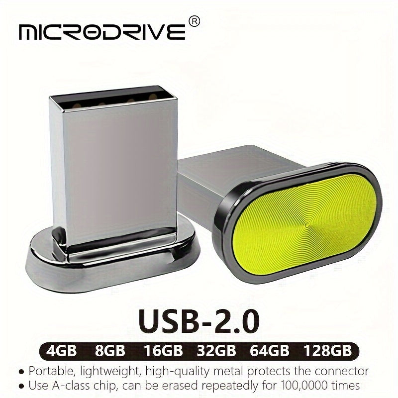 MICRODRIVE USB 2.0 Flash Drives - High-speed metal pen drive with portable button design. Available in multiple capacities: 8GB, 16GB, 32GB, 64GB, 128GB. Fully compatible with PC, laptop