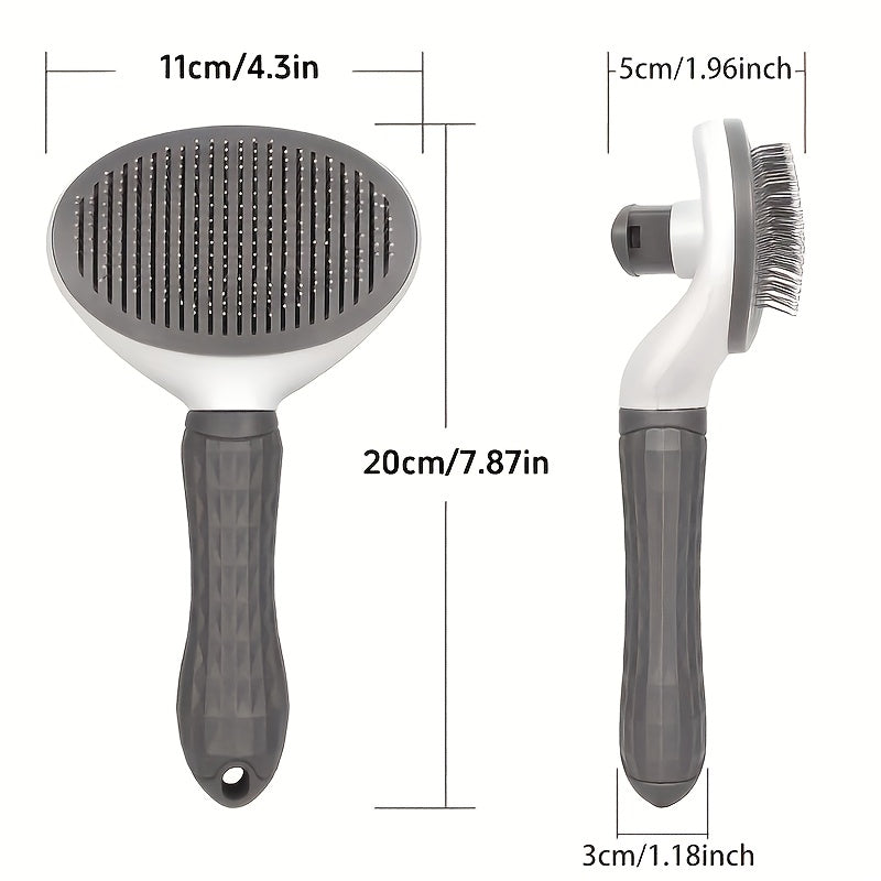 Ergonomic Pet Grooming Brush for Dogs & Cats with One-Click Hair Removal, Ideal for Fur Detangling and Shedding