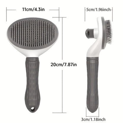 Ergonomik itlar va mushuklar uchun parvarish cho'tkasi, bir marta bosish bilan sochlarni olib tashlash, junni tarash va to'kilish uchun ideal