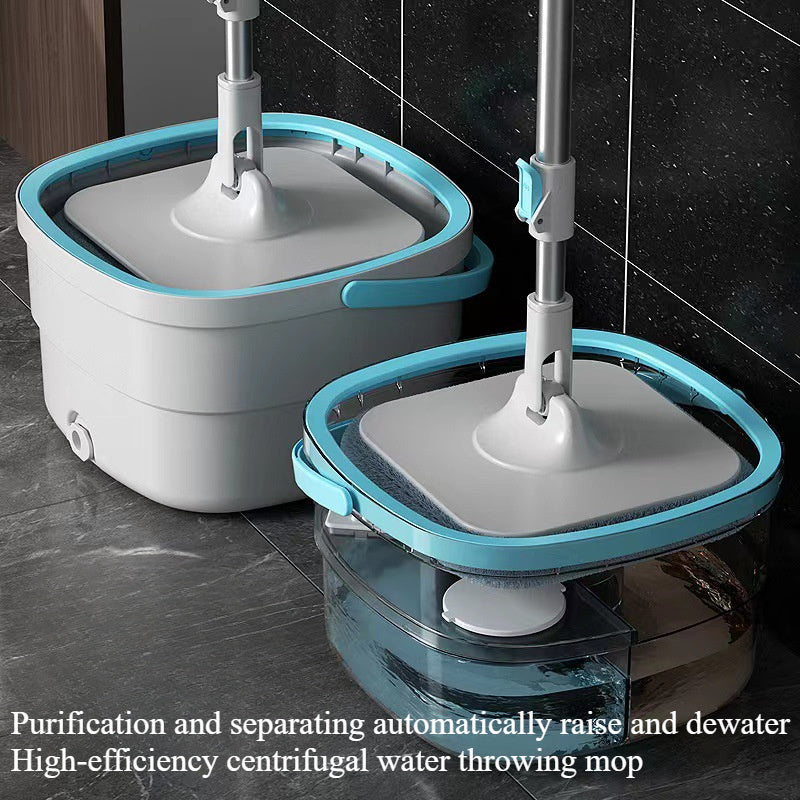 Revolutionize your cleaning routine with the 1pc Hands-Free Spin Mop. This innovative mop features a built-in bucket and dirt separation technology, making it easy to keep your living room, bedroom, bathroom, kitchen, and toilet spotless. With efficient