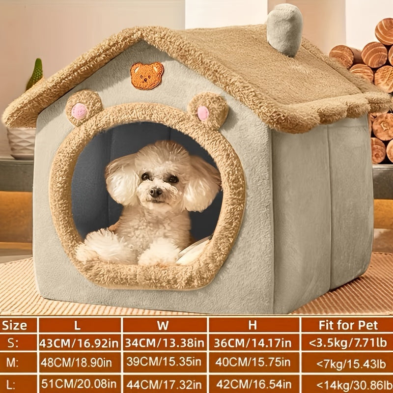 1pc Cat Kennel/Dog Kennel, House Type, Four Seasons, Small Cat and Dog Kennel, Winter-Warm, Disassemblable and Washable Pet House.