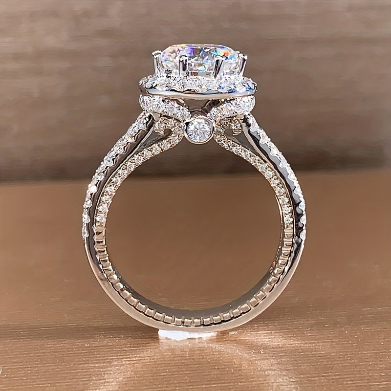 Stunning 925 Sterling Silver 2ct Moissanite Wedding Ring, Exuding Elegance and Luxury, Perfect for Adding a Touch of Glamour to Your Look. Comes in a Beautiful Gift Box.