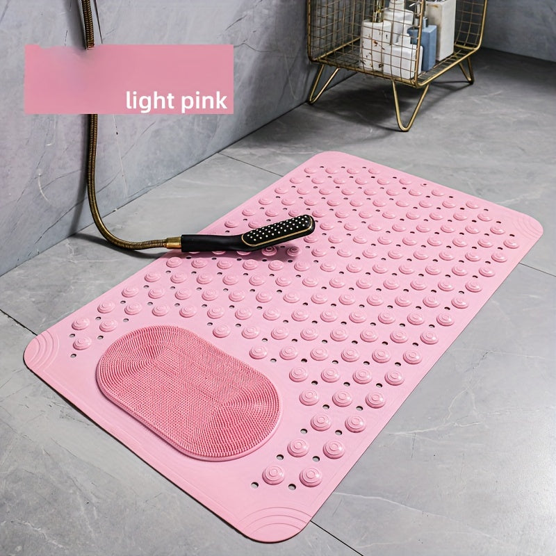 Non-slip light blue PVC bath mat with massage nubs for shower and bathroom safety, dot pattern, 0.8cm thick, 2600g/m²