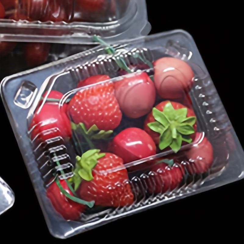 50 or 100 pieces of disposable fruit boxes for household use. These transparent plastic boxes are ideal for packaging fruits.