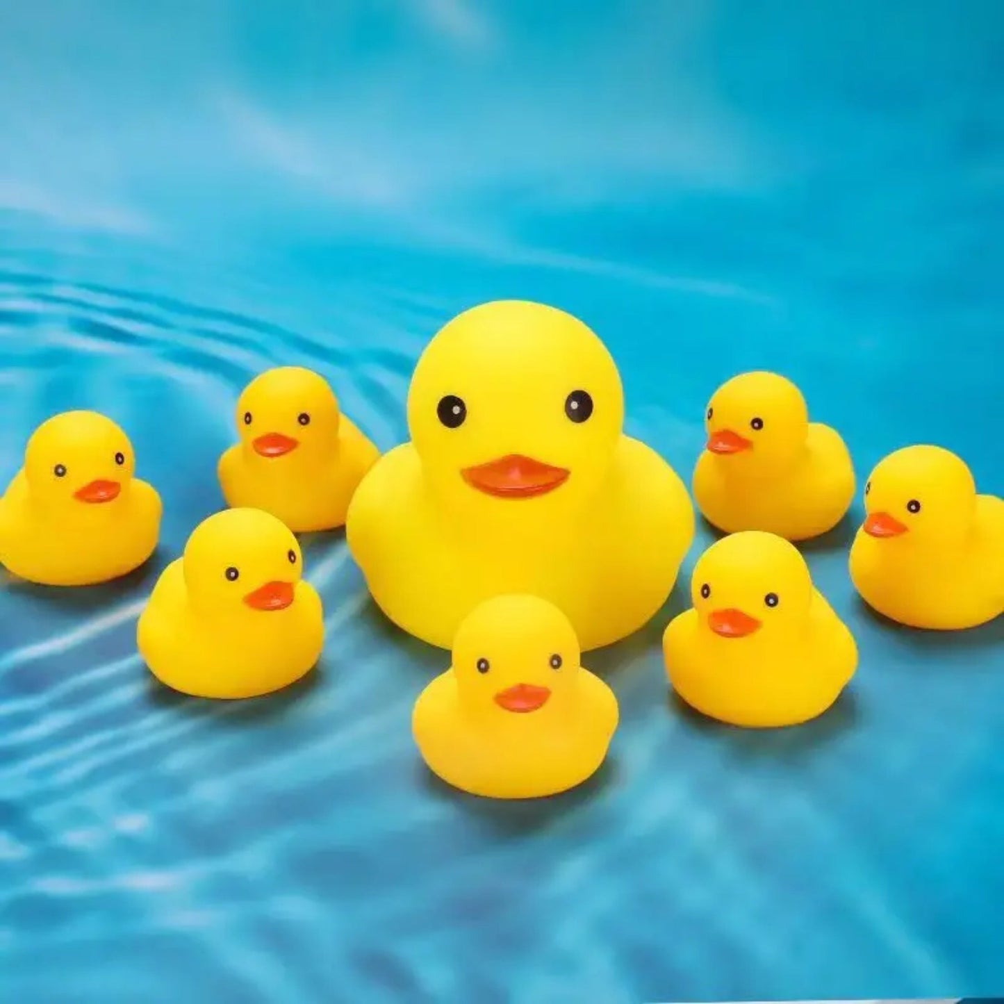 A set of 6 Bathroom Pool Ducks for Bathtime and Play in the Shower