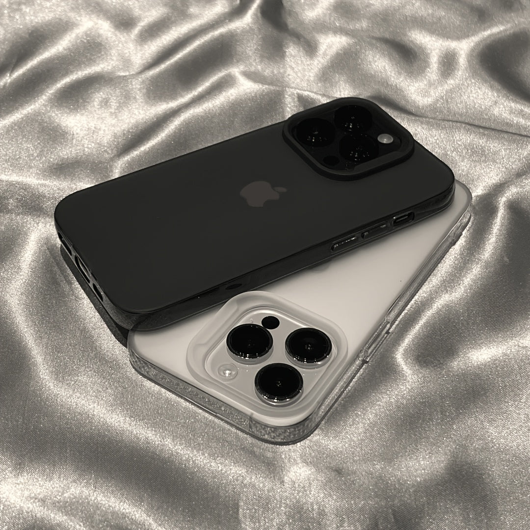 Matte see-through case for iPhone models 11-16 Pro Max, providing shock resistance and camera protection, compatible with iPhone 14-16 Plus.