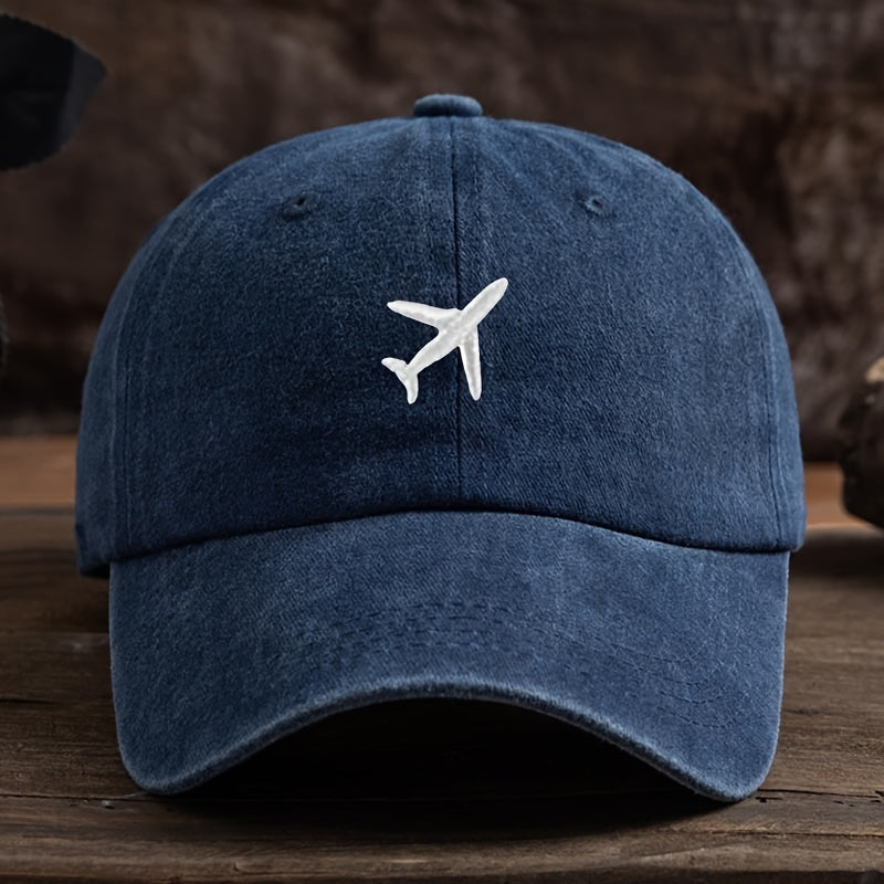 Airplane Embroidery Baseball Cap for outdoor activities, providing sun protection for mountaineering and fishing.