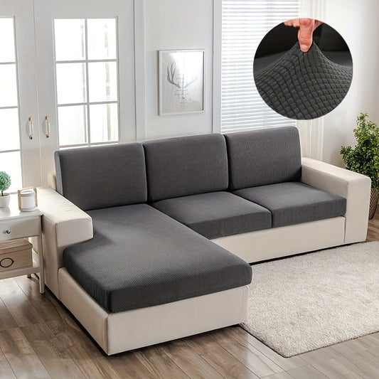 Stretch sofa cushion cover for L-shaped sofas, pet-friendly.