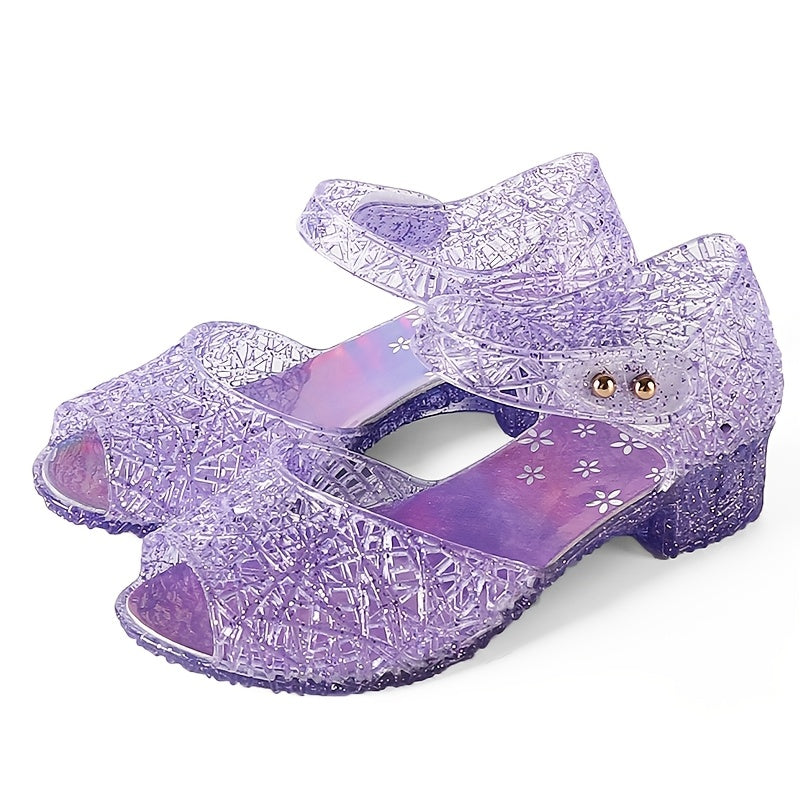 Sparkling blue crystal sandals for little girls, perfect for parties and everyday wear.