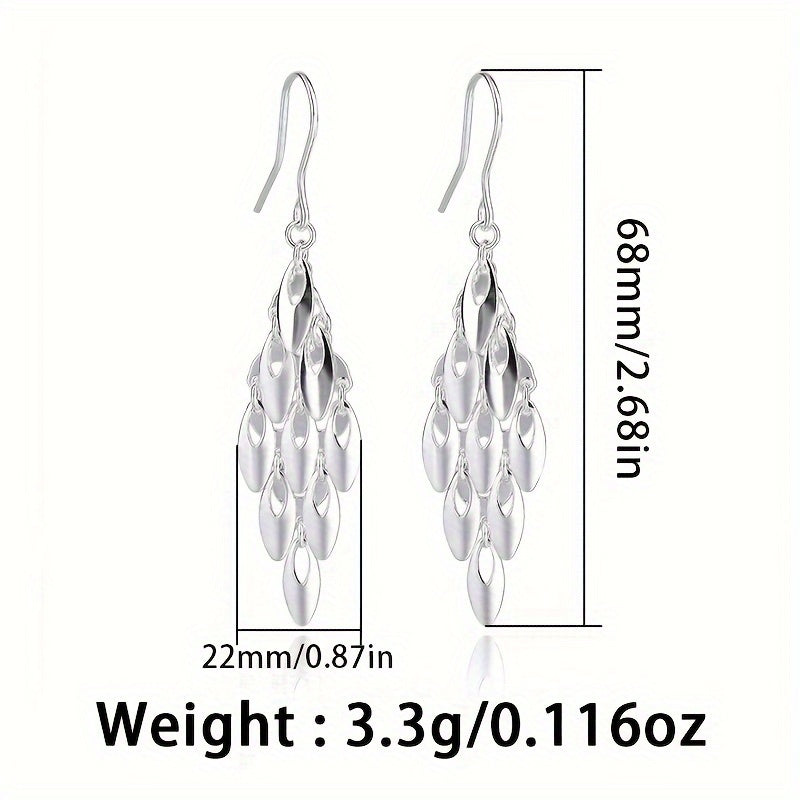 Stylish Bohemian Earrings featuring a fashionable design with a glossy Phoenix tail-shaped long tassel made of S925 silver. The earrings weigh 3.3g/0.116oz.