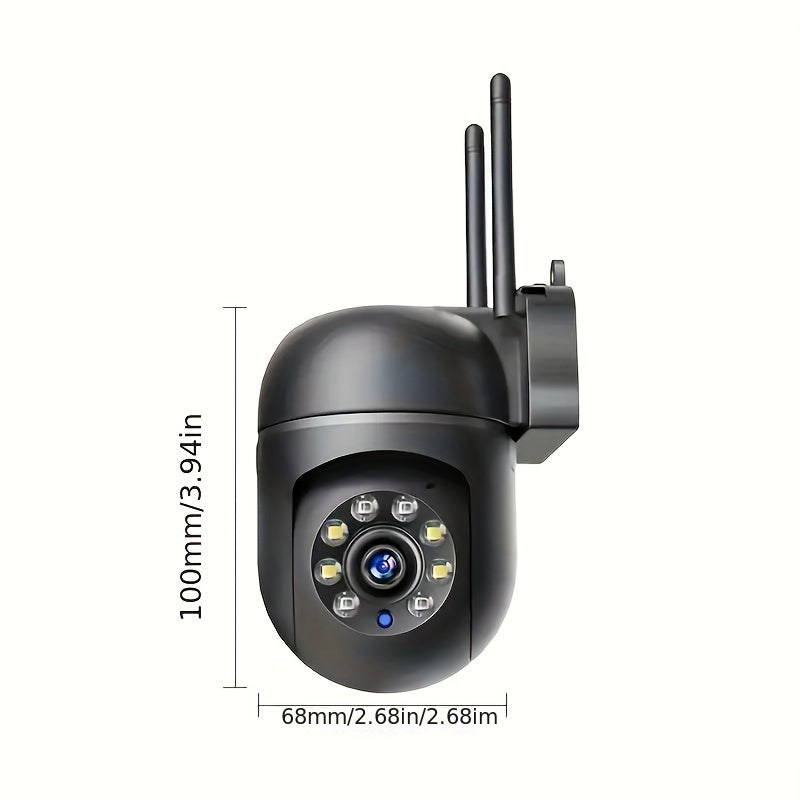 One 1080P HD WiFi security camera with indoor wireless pan-tilt view, 2-way audio, AI motion detection, color night vision, remote monitoring via app, wall-mountable, USB powered, supports