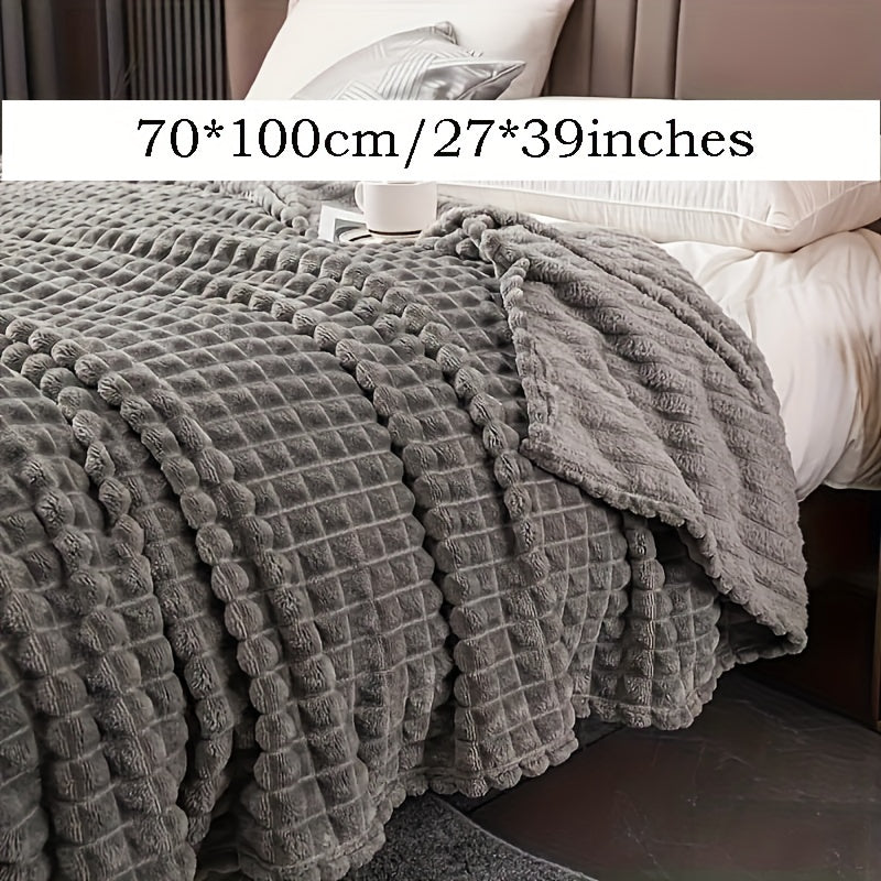 Checkered Faux Rabbit Fur Blanket - Warm and Cozy Throw for Couch, Bed, or Sofa - Soft and Soothing Blanket