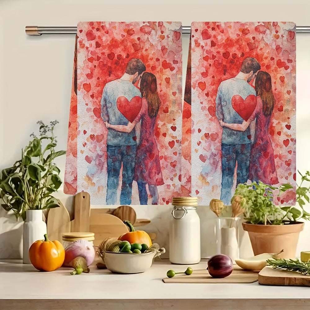 Set of 2 Ultra Soft Kitchen Towels, Perfect for Valentine's Day, Highly Absorbent Dish and Hand Towels for Holiday Decoration, Easy to Clean in the Washing Machine, 16x24 Inch, Model Number 2KYSYS1217591.