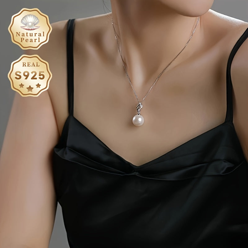 Stay elegant and fresh with the MUFAN freshwater pearl pendant necklace designed for women. Featuring a large 13-14mm natural lustrous pearl with zirconia inlay, this necklace is made of S925 sterling silver. Perfect for June birthdays, this necklace is