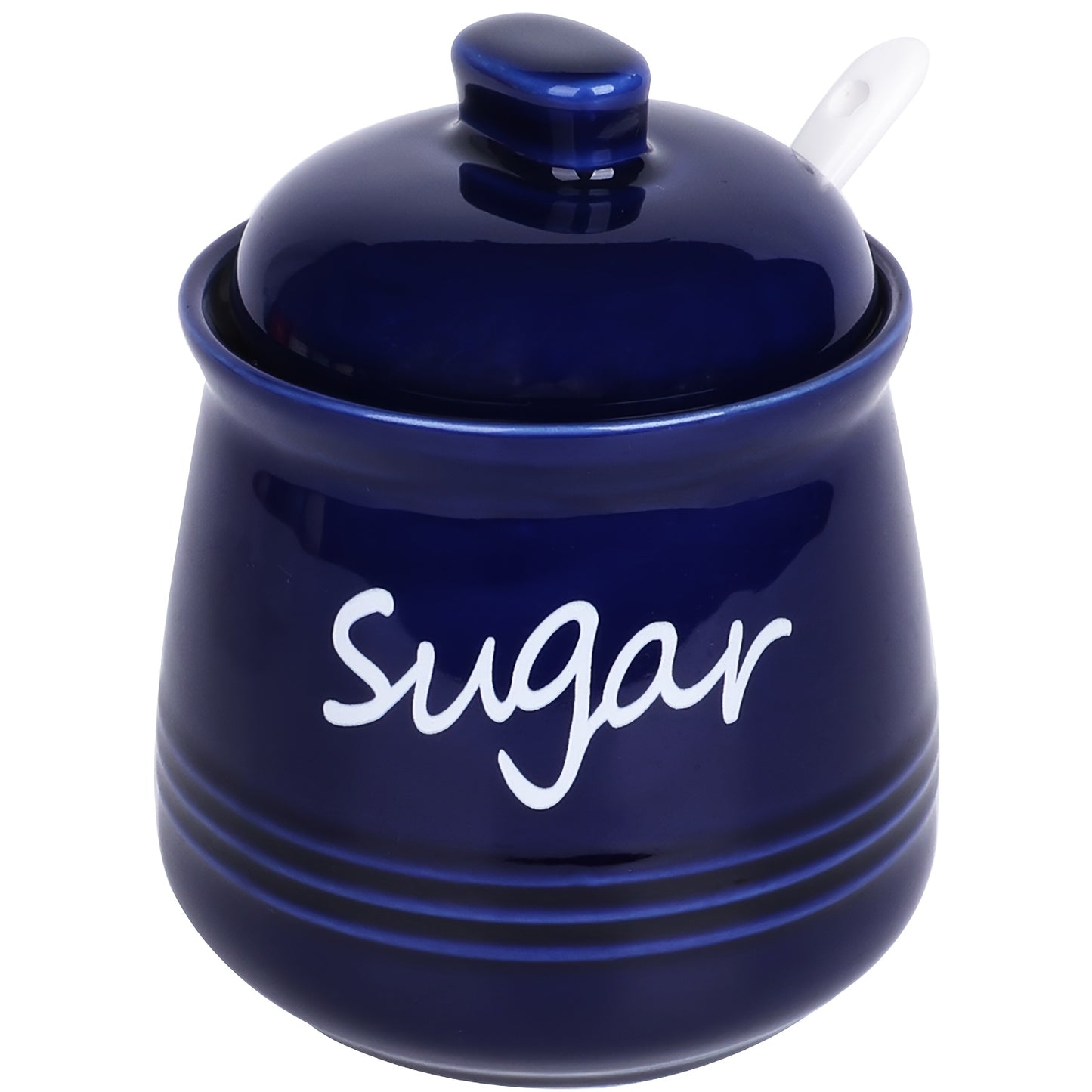 Elegant ceramic sugar jar with lid and spoon, 12oz capacity, 8.99x11.0cm, multiple color options, ideal for coffee bars and restaurants, easy to clean.