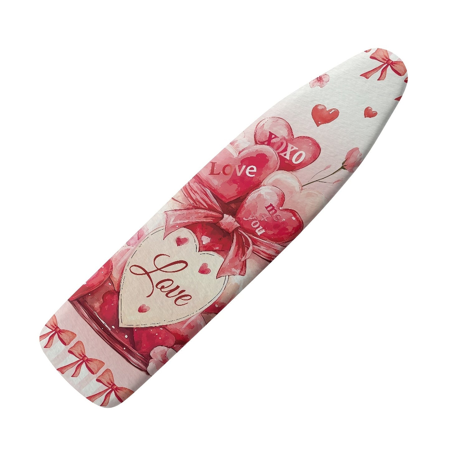 Transform your ironing board with the 1pc RSHUBINO Festive Ironing Board Cover. Made of polyester with an elastic edge and magic tape, this cover is dustproof and protective. Featuring charming heart and shamrock designs, it adds a festive touch to your