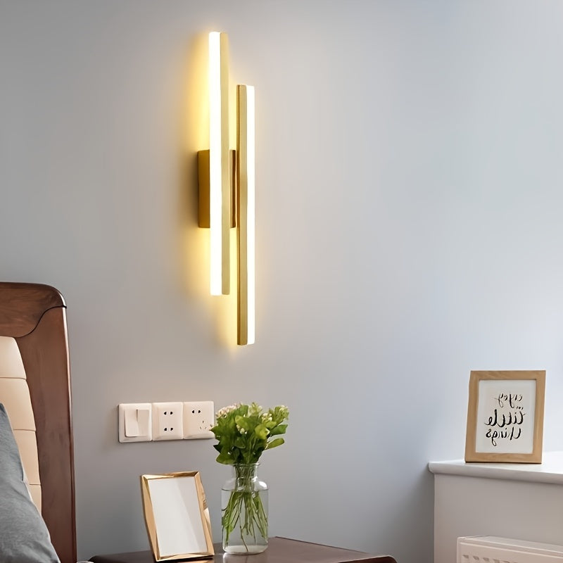 Sleek LED wall sconce with aluminum shade, flush mount, 3000K, hardwired for bedroom, 110V-240V.