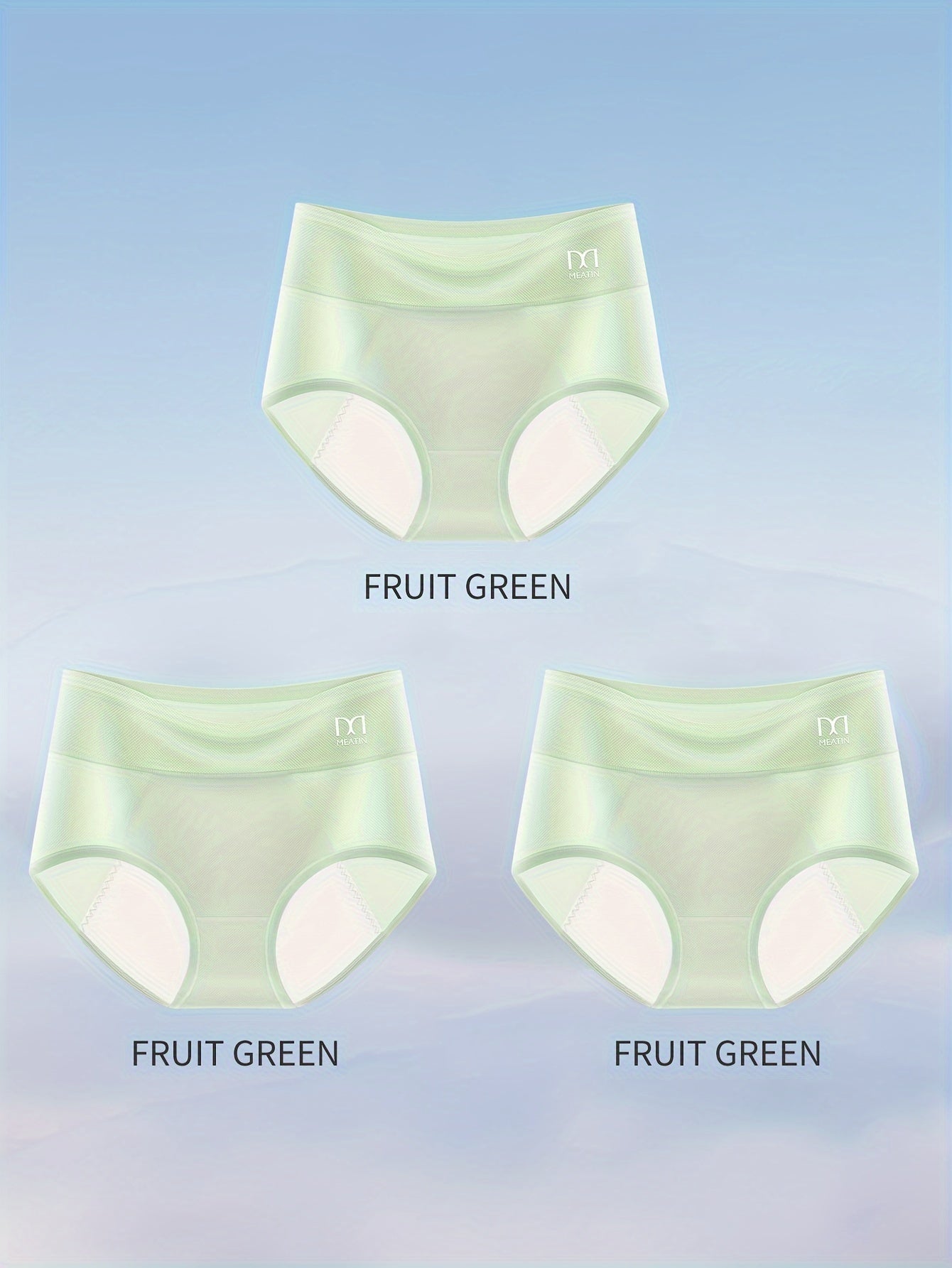 3 breathable ice silky menstrual panties for women feature a leak-proof, comfortable fit for postpartum and physiological needs. Available in black, mint green, and light beige/peach, these