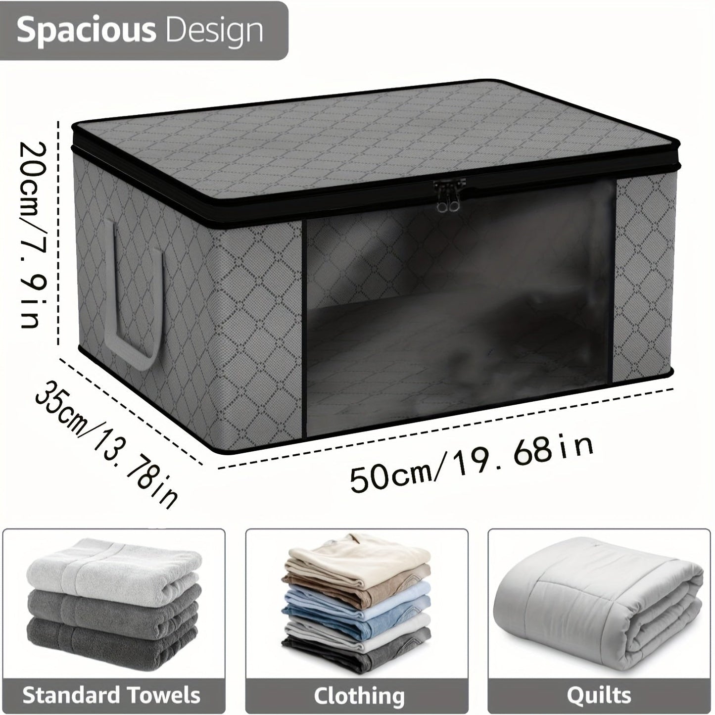 Large Grey Storage Container with Padded Cover - Ideal for Keeping Your Closet, Bedroom, or Travel Necessities in Order