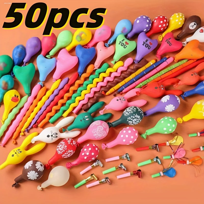 50-piece Quick Fill Balloon Set - Vibrant Party and Event Decor for Birthdays, Weddings, Holidays - Easy Assembly