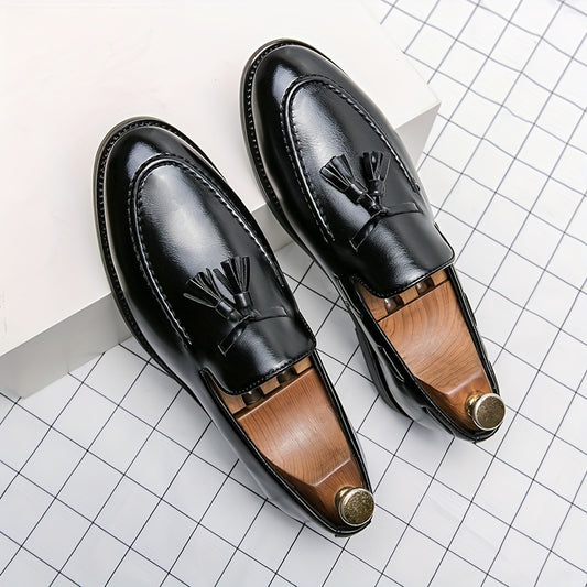 Men's Tassel Loafers - Business Casual Slip-On Oxfords with Round Toe, Faux Upper/Inner, Rubber Sole, Versatile Dress Shoes