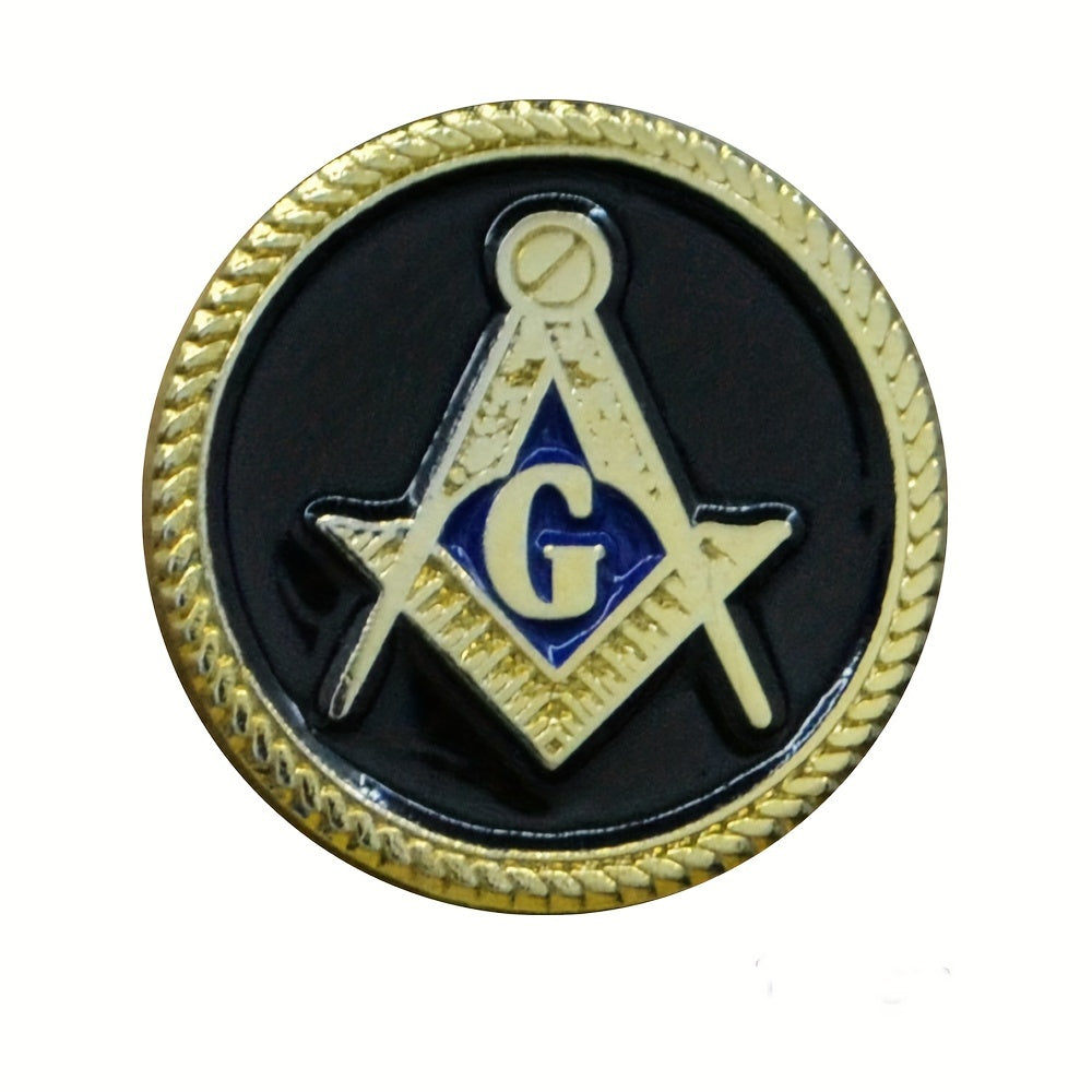 Top Pick: Stunning Black Zinc Alloy Masonic Lapel Pin - 3D Freemason Emblem with Gold Plating, Intricate Die-Struck Detailing & Secure Butterfly Clasp, Ideal Present for Masonic Brothers, Circular Design, Accessory, BLM55